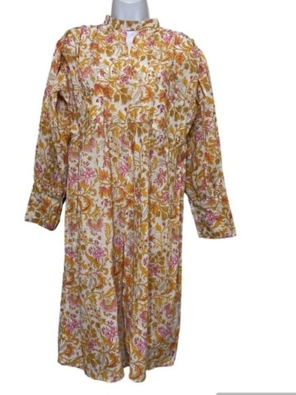 Karni dress women L floral midi mock neck long sleeves cottage-core Y2K  fairy